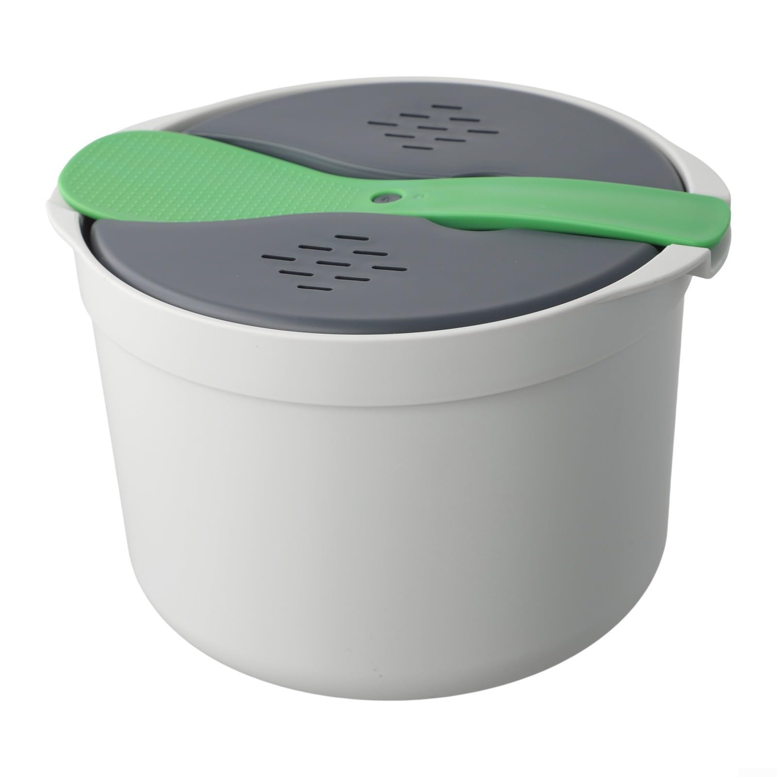 Cuiseur à riz pour micro-ondes, cuiseur à riz multifonction pour légumes, pâtes et soupe avec passoire (vert)