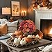 FOUSUKA 3 Bundles Fall Artificial Flowers Bouquet Fake Peony Silk Chrysanthemums Autumn Faux Floral Arrangements for Home Decor Indoor Living Room Kitchen Table Centerpieces Decoration (Fall Colors)