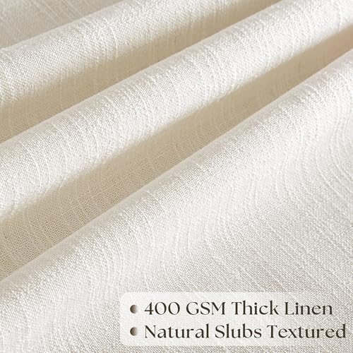 Image of Extra Wide Curtains 100 Width 102 Inches Long Patio Sliding Door | Natural Linen, 100 Inches Wide, Pinch Pleated , Hooks Rings, Light Filtering, Semi Sheer, Living Dining Room, 1 Panel