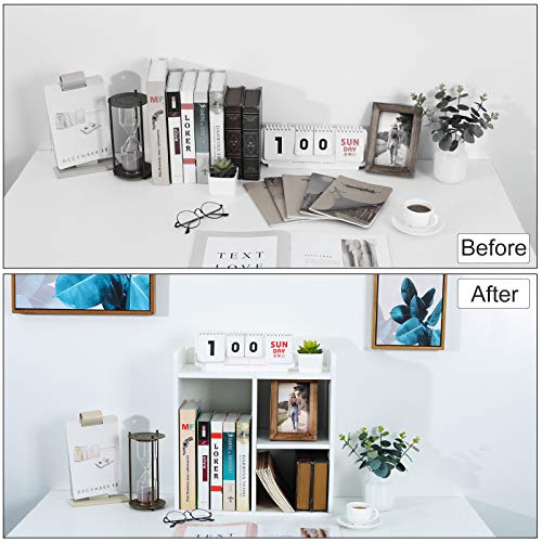 Pag Desktop Shelf Freestanding Wood Small Bookshelf Desk Supplies Organizers And Accessories Storage Display Rack Office Decor For Women, White #TOP4
