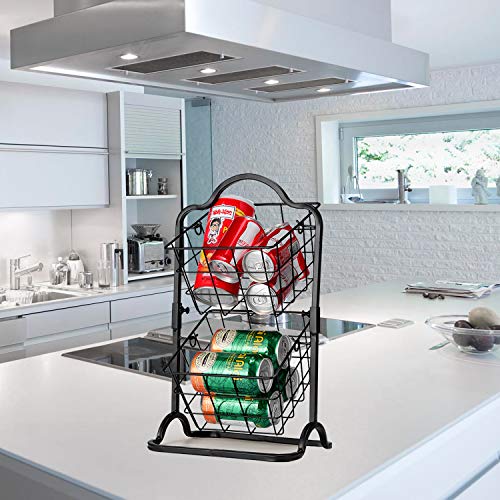 2-Tier Metal Basket Stand, Mini Kitchen Storage Basket Countertop Shelf Rack for Fruits, Vegetables, Household Items, Toiletries（Black）. - Thumbnail 5
