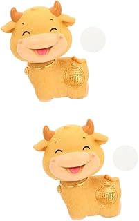 Totority 2 Peças Boneca De Cabeça Bobble De Bezerro Figura De Bolo De Vaca Brinquedos Em Miniatura Estatueta Suculenta Mesa Balançando A Cabeça Decoração Presente Chinês Figura De Boi