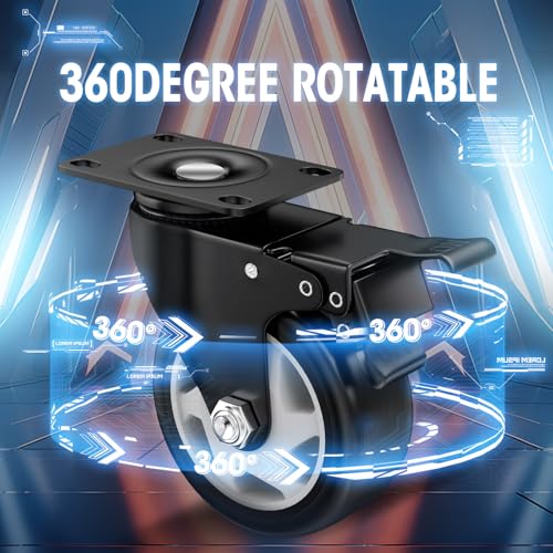 Image of 4 Inch Caster Wheels, Casters Set of 16, ASHGOOB Casters with Brake Heavy Duty, Industrial Locking Swivel Top Plate Castor Wheels for Workbench /Furniture /Cart. （AB Switch, Double Pedal Brake