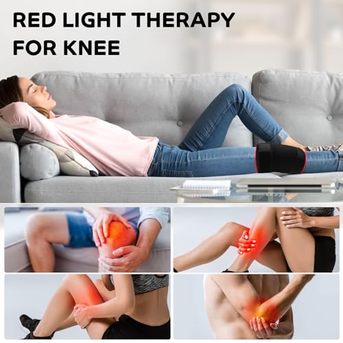 Red Light Therapy for Knee, 80 LEDs Near Infrared Light Therapy Knee Brace Adjustable Size