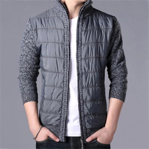 Men Sweater Patchwork Slim Knitted Cardigan Zipper Sweater3