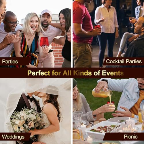 Image of Lueumxc 40 Pack Plastic Ribbed Wine Glasses, 14Oz Origami Disposable Wine Glasses Unbreakable Clear Plastic Cocktail Glasses Recyclable Shatterproof Reusable Wine Cups (14oz-red-40pack)