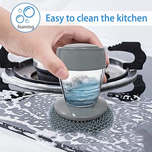 Image of Soap Dispensing Palm Brush, Kitchen Cleaning Scrubber with Liquid Dispenser,