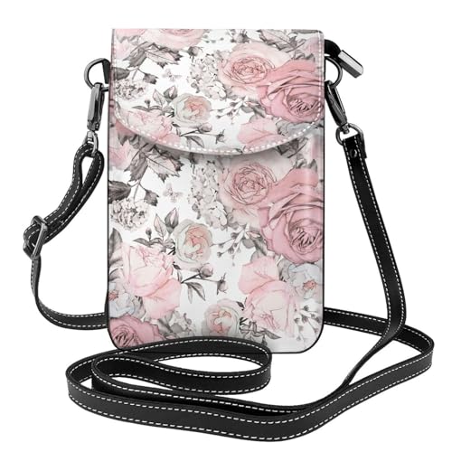 Portefeuille en cuir PU fleuri et sa bandoulière aux finitions haute couture