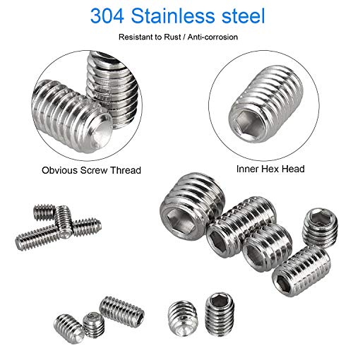Hantof 340Pcs M2.5, M3, M4, M5, M6, M8 Metric Hex Socket Head Cup Point Set Screws thumb #5