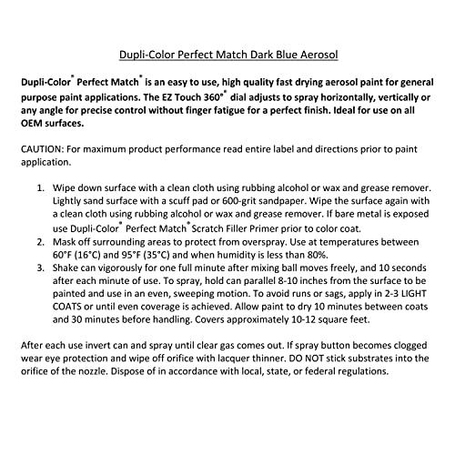 Image of Dupli-Color EBGM05417 Perfect Match Automotive Spray Paint - General Motors Dark Blue, 29 WA7349, 42 - 8 oz. Aerosol Can