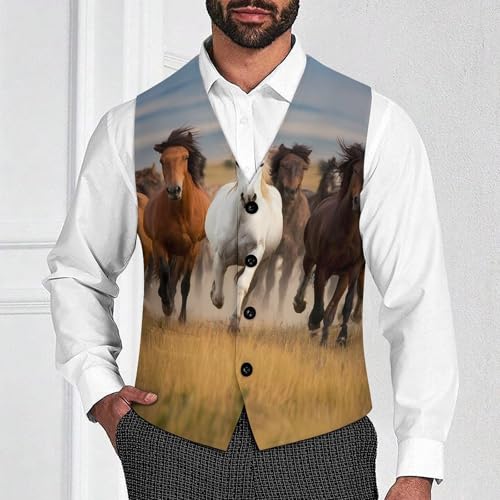 Running Horse Animal Men's Suit Vest Slim Fit Business Dress Party Pattern Waistcoat Vest Top2