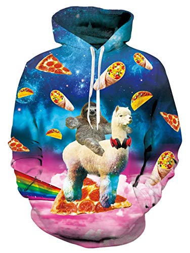 Preisvergleich Produktbild RITIOA 3D Druck Snipes Hoodie Kapuzenpullover Bunt Langarm Sweatshirt Kängurutasche Partner Pullover-T8 Pizza Gourmet-4XL