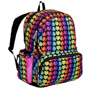 Wildkin 17 inch Kids Backpack–Durable Lightweight School Bag for Boys Girls Rainbow Hearts