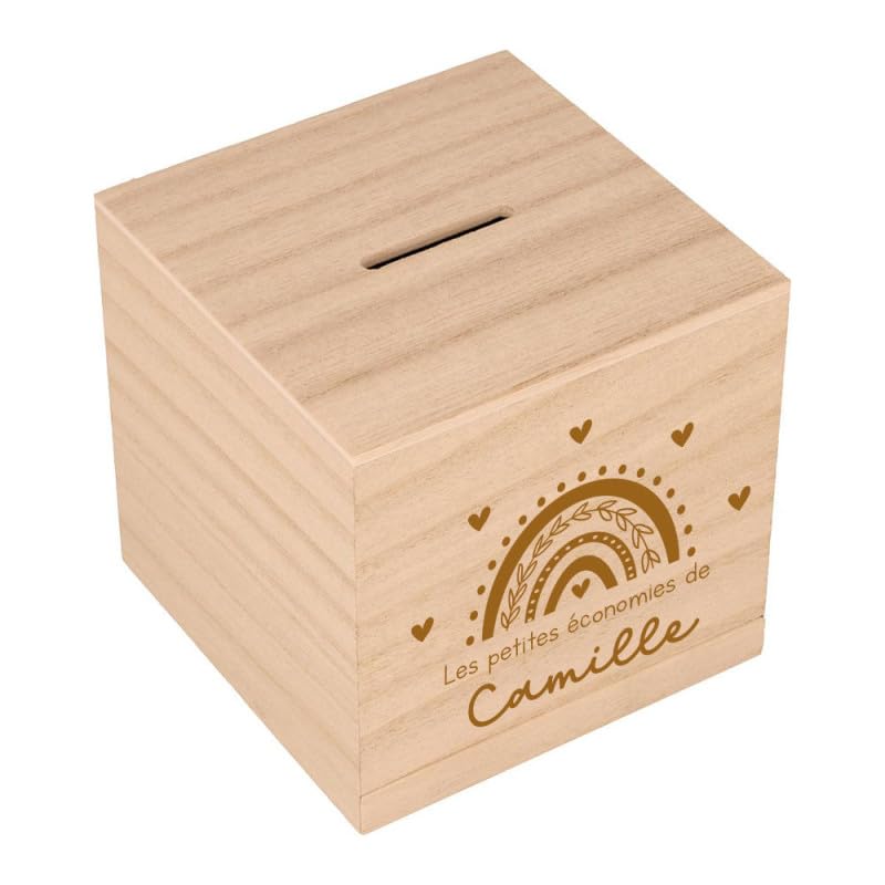 Ma Fabrique Perso - Tirelire Carrée - Arc-en-Ciel - Personnalisable