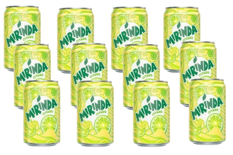 Mirindas Citrus Carbonated Drink Can, Each 300 ml (Pack of 12)