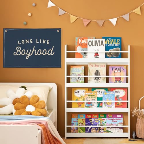 Image of Navy Blue Decor Long Live Boyhood Banner Boy Room Decor, Banner Flag Nursery Playroom Wall Decor for Boys Bedroom Living Room Dorm Toddler Decorations Teen Boy Kid Banner Wall Hanging Linen Flag 30x20