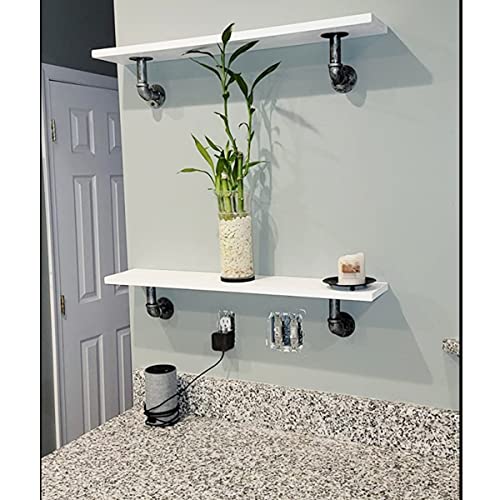 Mumiao Industrial Iron Pipe Self Brackets Supports Wall Mounted Shelving Hardware For Wood Floating Shelf Vintage Look  thumb #2