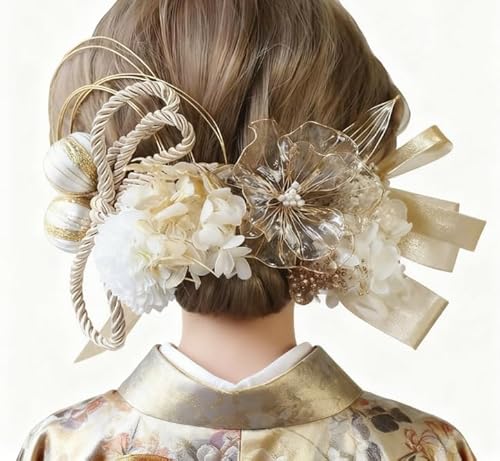 Absdefen 髪飾り 髪留め hair 水引 クリップ つまみ 細工 浴衣 振袖 和風 和装 漢服 袴 高級 かわいい シンプル 人気 成人式 女性用 結婚式 卒業式 七五三 パーティー 夏祭り 花火大会 お正月 入学式 入園式 謝恩会 (a)