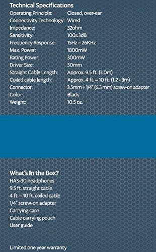 LyxPro HAS-30 Closed Back Over-Ear Professional Recording Headphones for Studio Monitoring, DJ and Home Entertainment,Black - Image 8