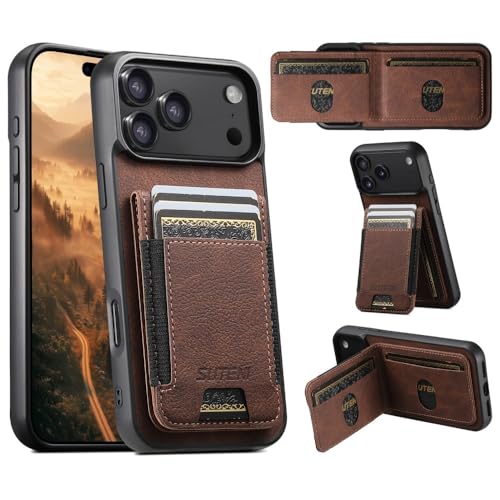 Étui iPhone 13 housse portefeuille en cuir marron à rabat magnétique