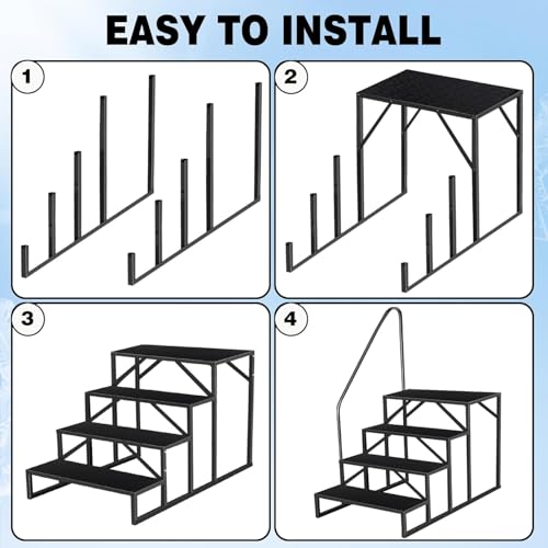 Escalera para piscina elevada con pasamanos miniatura 5