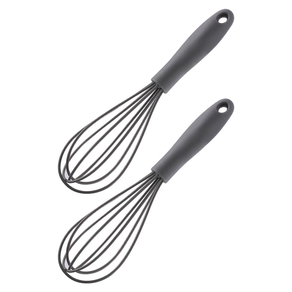 Ousyaah Compact Silicone Whisk (6.7 Inch), 12 Pack Portable Mini Balloon Mixer Egg Beater, Manual Handheld Milk Frothers, Household Egg Blender Small Silicone Egg Whisks for Cooking (Grey)