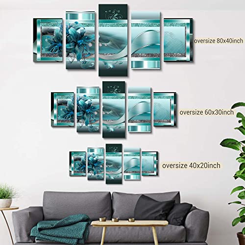 LUDUHU-Turquoise-Orchid-Flowers-Canvas-Print-Abstract-Green-Floral-Poster-Orchid-Wall-Art-Painting-Decor-for-Home-Decoration-Artwork-Picture-Bedroom-Green-Floral-AOversize-40x20inch