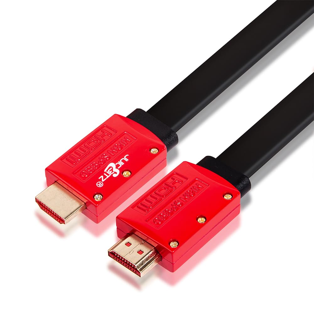 JuicEBitz 4K HDMI Cable 1m, Flat Slim Ultra High Speed HDMI 4k/60fps. 1080p/120hz/144hz, v2.0 Lead. CEC, ARC