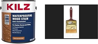1 Gallon Cedar Semi-Transparent Wood Stain & Linzer 4" Brown Staining Waterproofing Brush Bundle