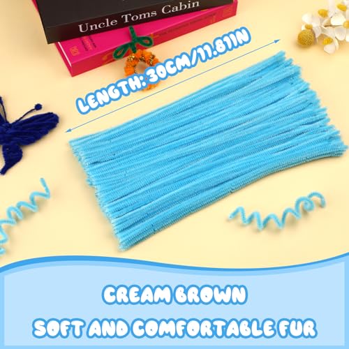 Image of Hssugi Pipe Cleaners, 100PCS Pipe Cleaners Craft Supplies Light Blue