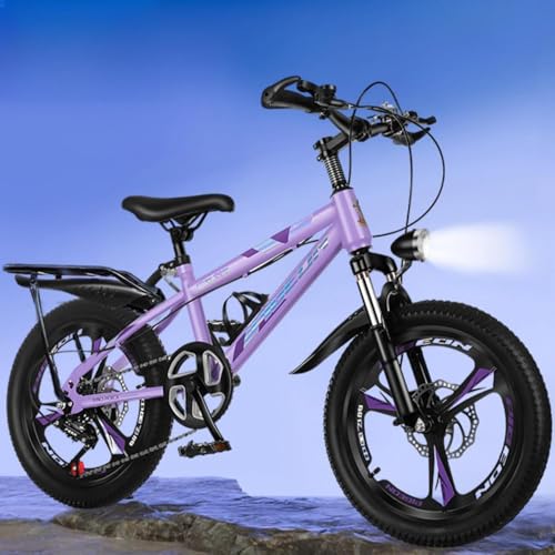 WGM子ども用自転車子供用自転車調節可能なシート18/20/22インチプレミアム炭素鋼の変数マウンテンバイク、シングルスピードの可変速度ディスクブレーキバイク 男の子女の子 キッズバイクスポーツ フェンダー 誕生日プレゼントに最適 (パープル[変速+一体型