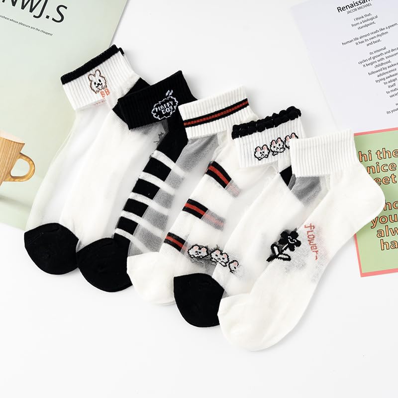 Image of Benefeet Sox Sheer Socks for Women Girls Mesh Ankle Socks Transparent Mesh Lace Sock Cute Thin Nylon See Through Sock