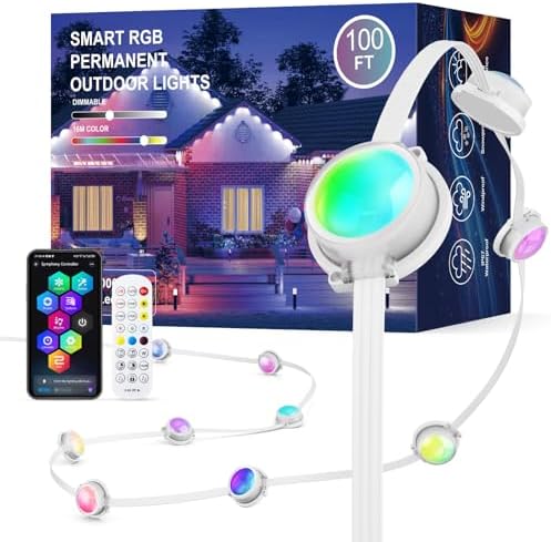 JOH Permanent Outdoor Lights, 100FT with RGB+IC Smart LED Outdoor...