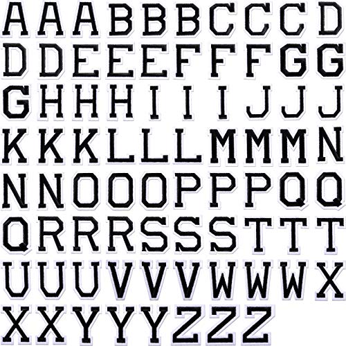 78 Pieces Iron on Letter Patches A-Z Alphabet Applique Patches Embroidered Sew on Appliques Badge Decor Repair Patches for Hats, Shirts, Shoes, Jeans, Bags (Black)