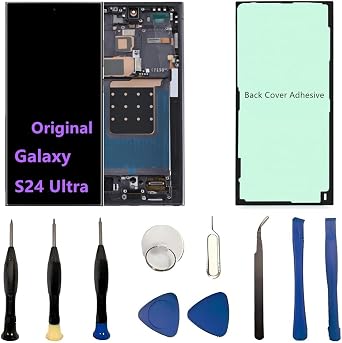 Original 6.8" AMOLED Display for Samsung Galaxy S24 Ultra Screen Replacement OEM S24Ultra 5G SM-S928U SM-S928U1 Display Touch Screen Digitizer Assembly. with Black Frame+Back Cover Adhesive+Tools