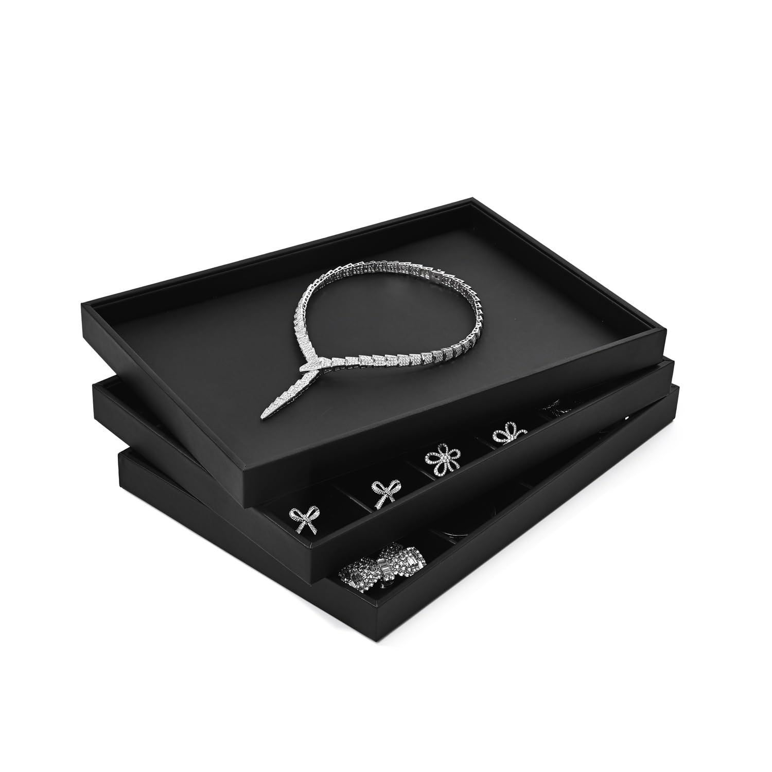 Belle Vous Wit Metalen Oorbel Organizer Sieraden Display Standaard met Houten Basis - 144 Gaten, 3 Lagen - Opslag Voor Hangende Oorbellen, Kettingen & Knopjes Houder Rek Voor Dames & Meisjes
