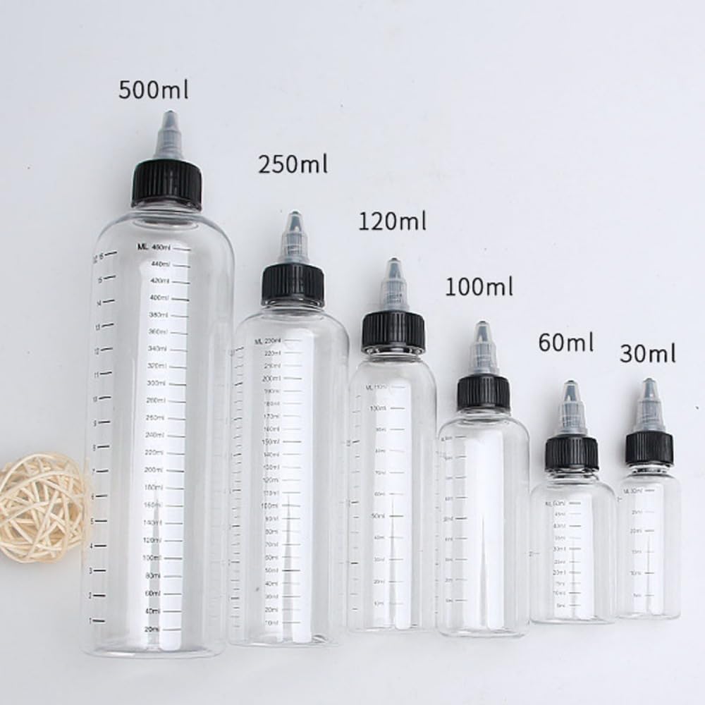 50pcs 30ml-500ml Empty Plastic Dispensing Bottles Twist Top Cap Round Bottles with Graduated Squeeze Container for Crafts Kitchen (120ml)