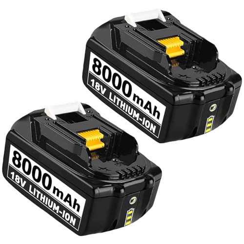 2X Lithium 8.0Ah/8000mAh Ersatzakku für Makita Akku 18V Kompatibilität für Makita 18V Akku BL1860B BL1850B BL1840 BL1830 BL1860B BL1815 BL1835with 3LED Werkzeug (2PCS-8.0Ah)
