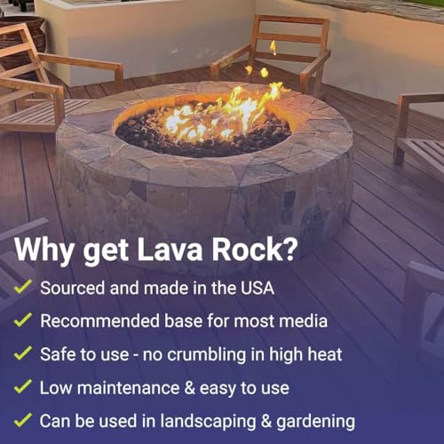 Image of American Fire Products | Medium Lava Rock, 1 /2 inch - 1 inch | Use in Fireplace, Fire Pit or Bowl | Outdoor & Indoor Volcanic Rock for Natural Gas or Propane Fires | Decorative Landscaping | 10 lb Bag