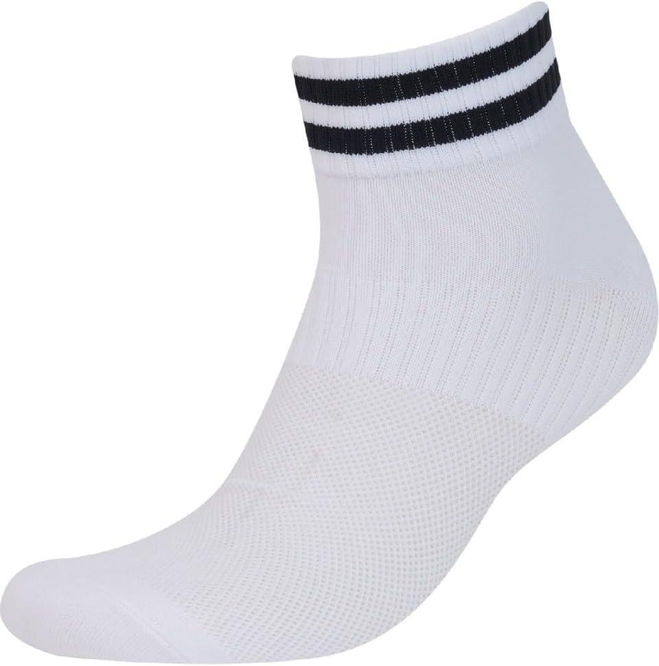 Calmera Men's Women's Trainer Socks Athletic Cushioned Quarter Ankle Fit with Fit-Tech Technology Black/White (Pack of 4) - Image 4