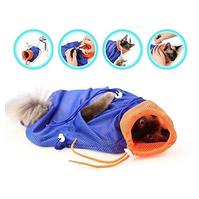 Cat Grooming Bag Puppy Dog Cleaning Polyester Soft Mesh Scratch & Biting Resisted for Bathing Injecting Examining Nail Trimming-LAjlyHnd