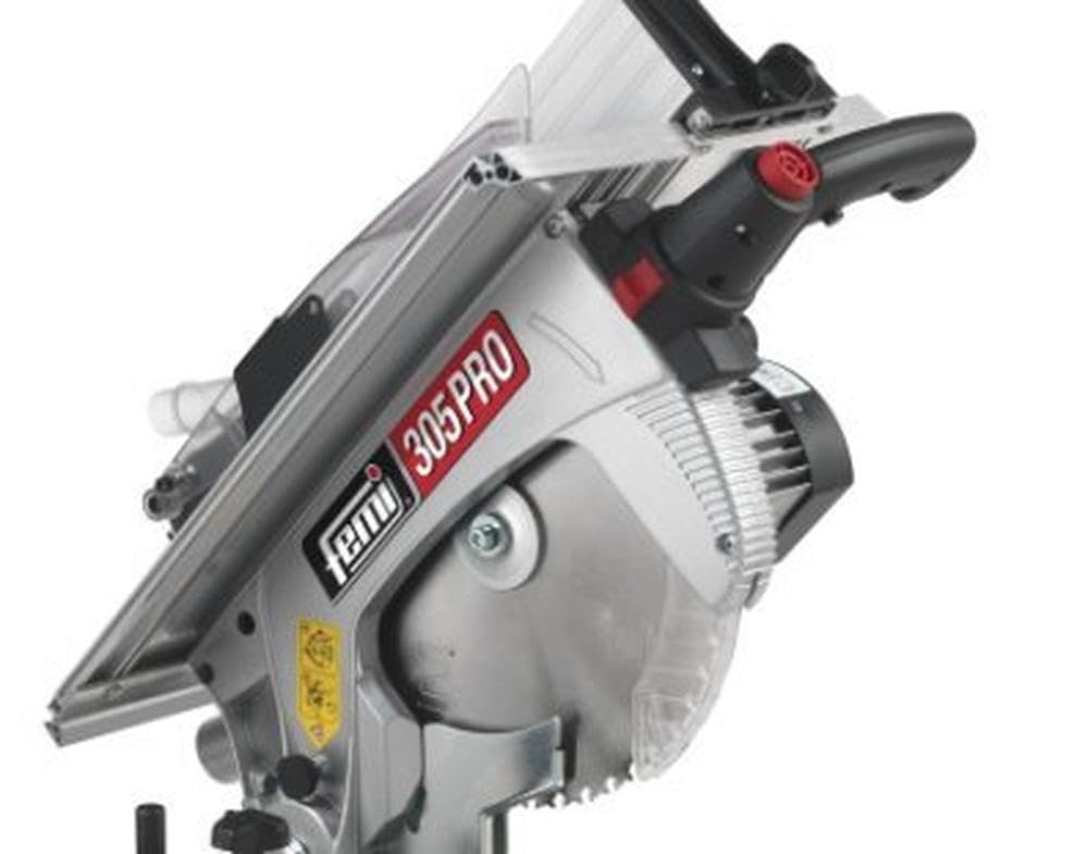 FEMI FM-305PRO - Troncatrice 1300W - 305mm - Legno e Alluminio - Piano Superiore in Alluminio - Motore a Induzione - Base con Protezione Integrata - Nuova Impugnatura T.P.S a Tre Posizioni