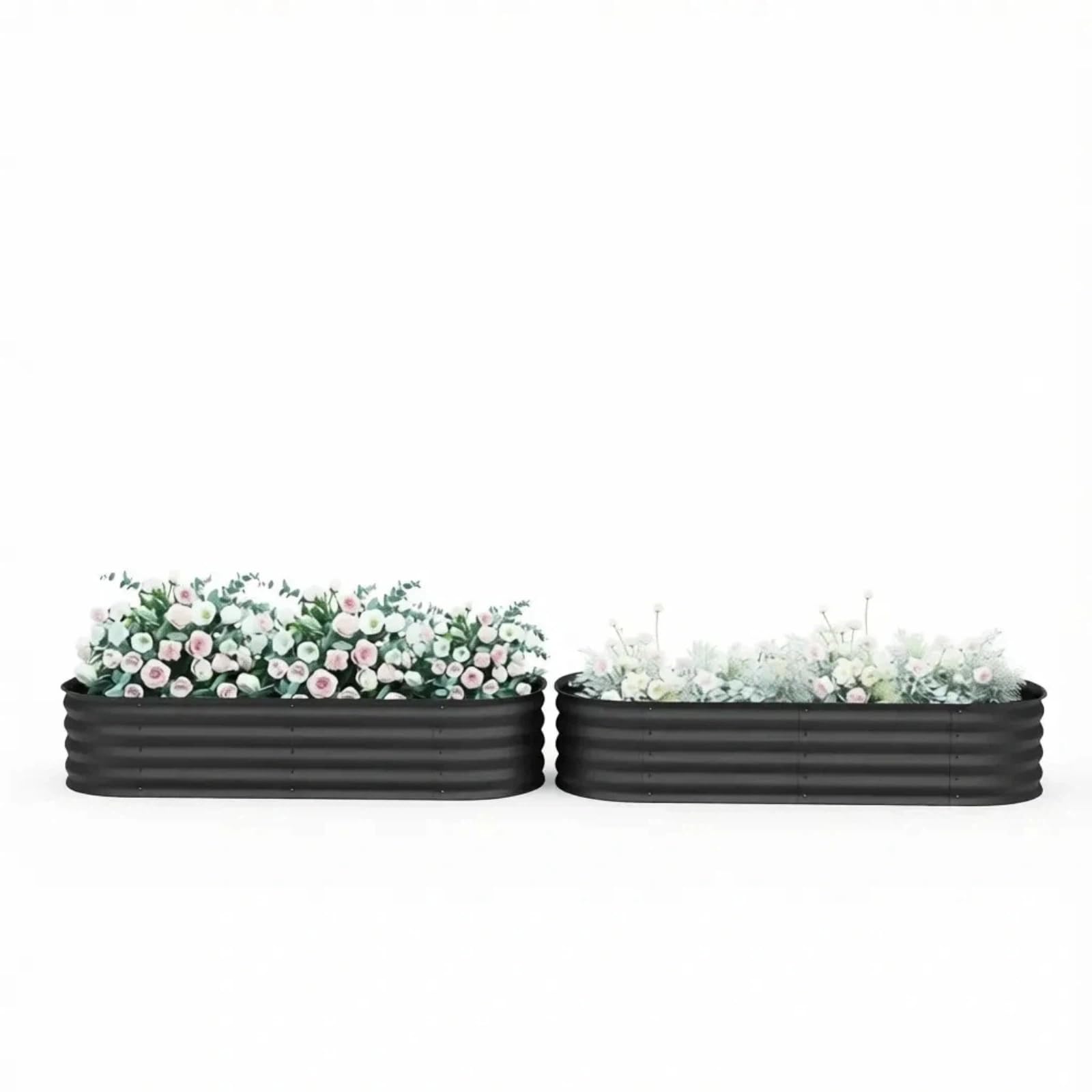 GLIJIEGAZ Galvanized Steel Raised Garden Bed, Modular Rustproof Planter Box with Safety Edge, Weather Resistant Easy Assembly Bed for Backyard, Patio, Garden and Vegetable Patch