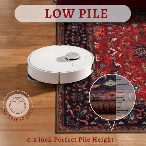 Image of Oriental Red 2x3 Washable Rugs for Entryway, Non Slip Small Entry Rug