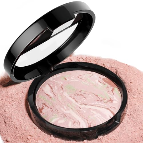 YOUNG VISION Pressed Powder Foundation Makeup, Baked Color & Color Correcting Powder, Buildable Light to Medium Makeup Converage for Face, Matte Finished (Ethereal Rose)