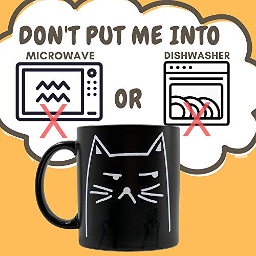 Onebttl Cat Mug, With Quotes “I Do What I Want”, Heat Sensitive Mug, Middle Finger Color Changing Cup Neko Lite #TOP6