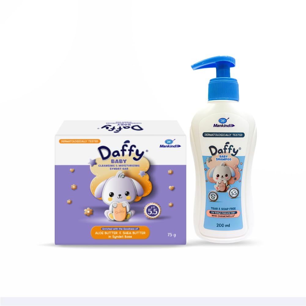 Daffy Baby Bath Combo: Cleansing & Moisturizing Syndet Soap (75g) and Tear-Free Baby Shampoo (200ml) | Enriched with Aloe Vera & Shea Butter for Sensitive Skin-image-22