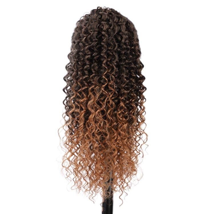 Aiokrtse Curly Ponytail Extension Synthetic Hair Curly Drawstring Ponytail Hair Pieces for Women 14 inches #T1b/30 Colour