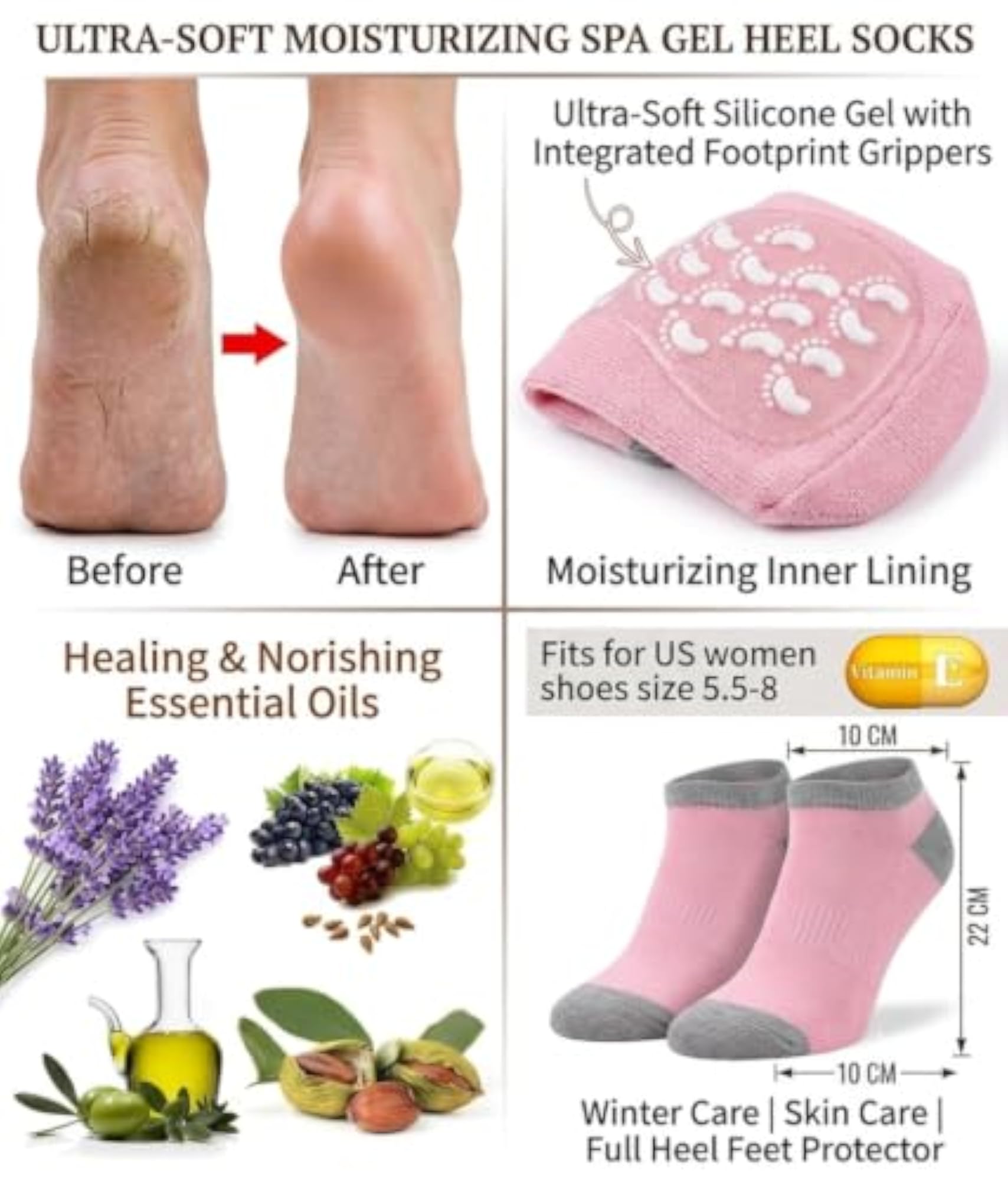 Spa Gel Heel Socks for Cracked Heels