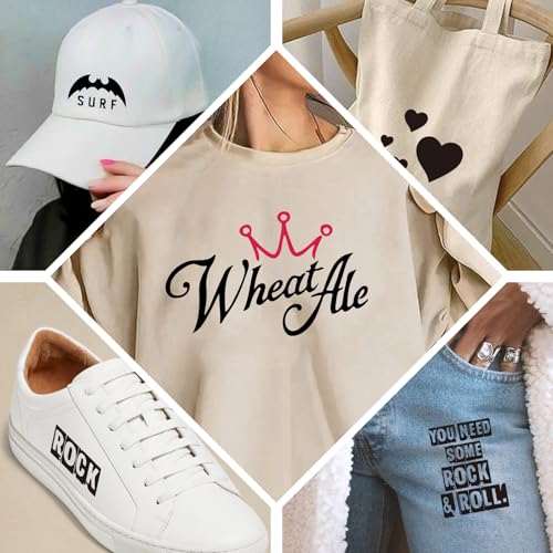 Image of HTV Heat Transfer Vinyl, 17pcs 12 inch x 12 inch Black Vinyl Wrap,for All Cutting Machines Designed for DIY T-Shirt Heat Transfer Vinyl Iron on, Easy to Cut Weeding.